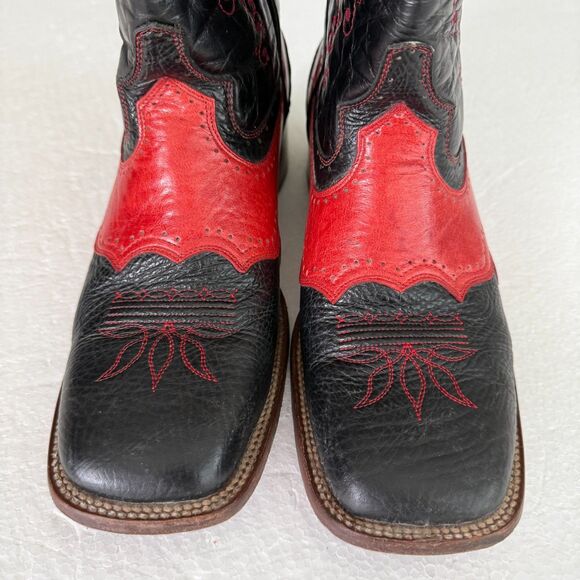 Size 8 - Men's Denver cowboy Sun&Moon/ Red & Black boots Genuine Leather - Picture 5 of 16